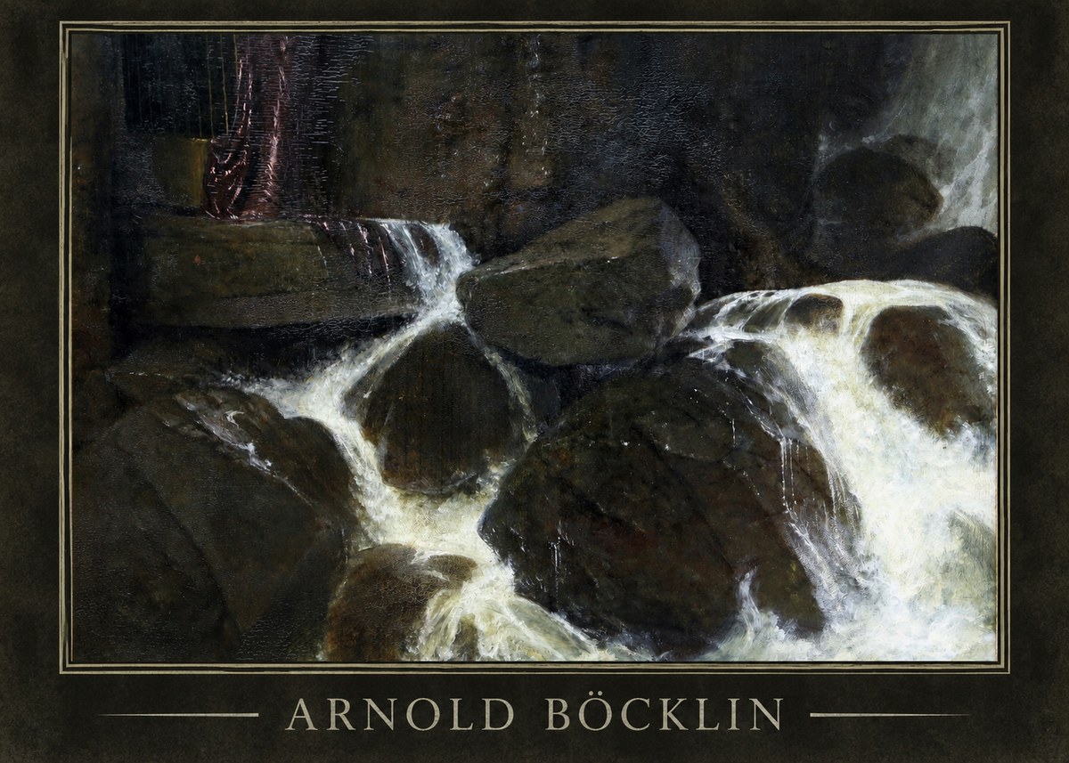 Arnold Böcklin The Nymph of the Waterfall No1 - Poszter