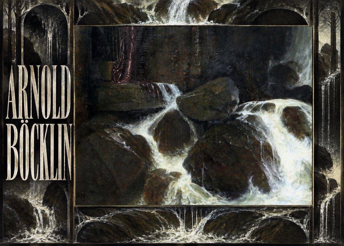Arnold Böcklin The Nymph of the Waterfall No6 - Poszter