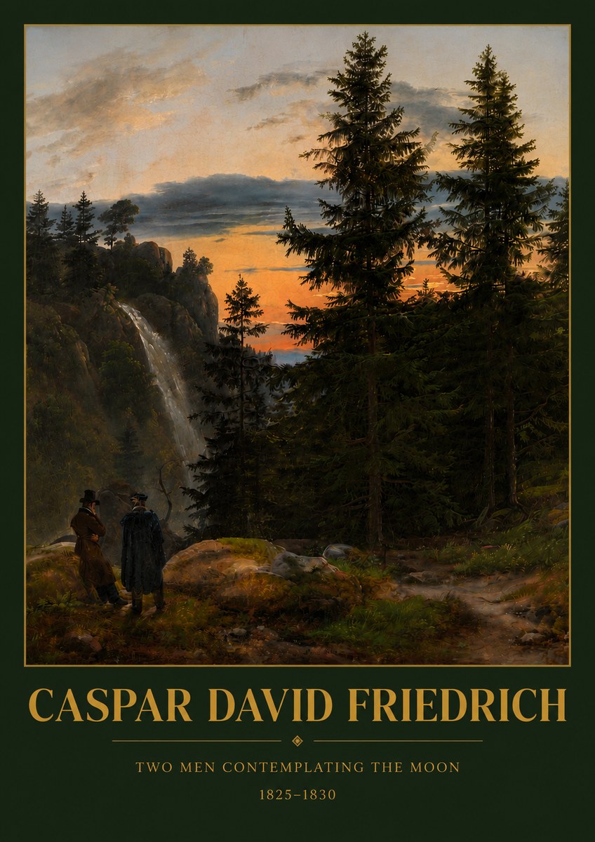 Caspar David Friedrich Two Men Contemplating the Moon I No4 - Poszter