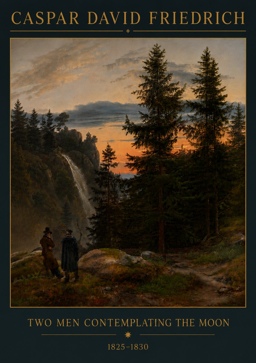 Caspar David Friedrich Two Men Contemplating the Moon I No6 - Poszter