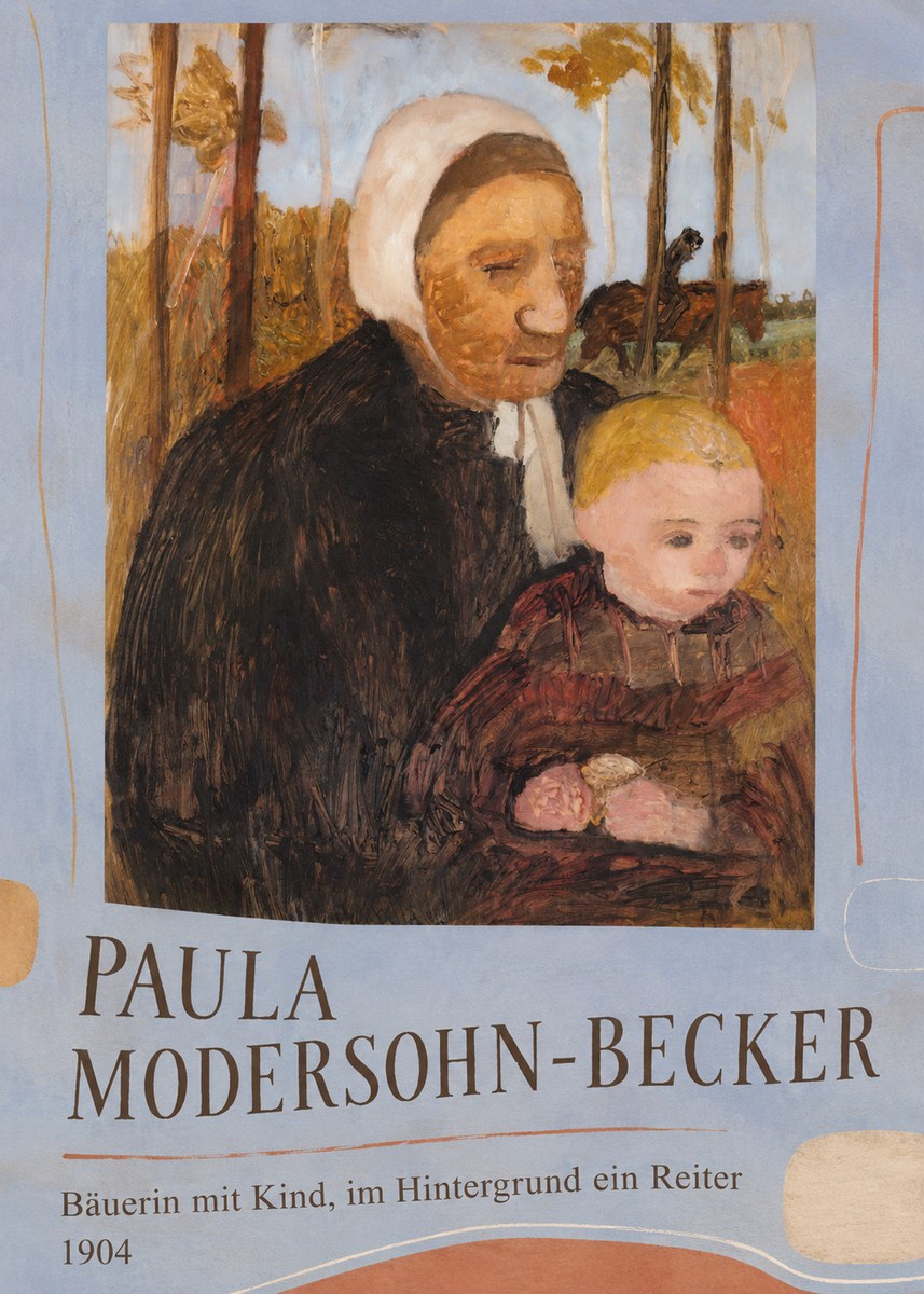 Paula Modersohn-Becker Bäuerin Mit Kind, Im Hintergrund Ein Reiter No3 - Poszter