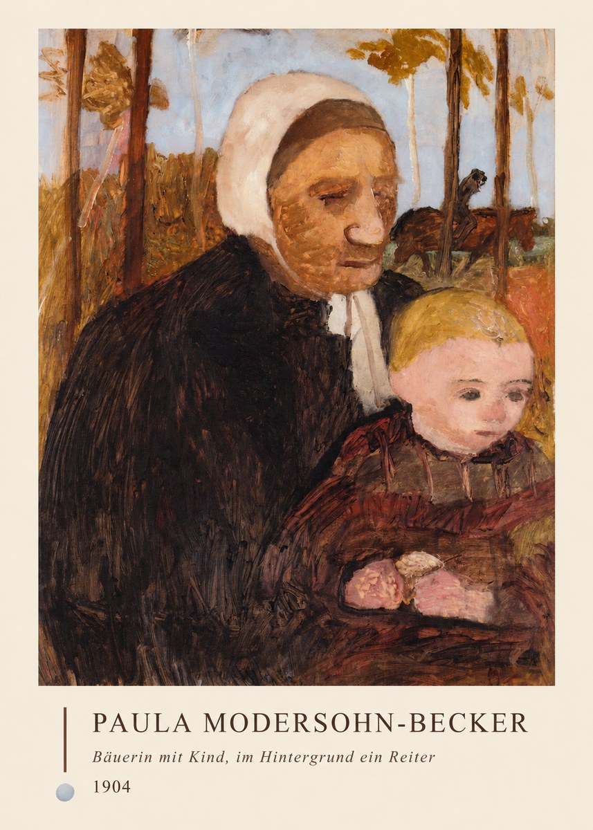Paula Modersohn-Becker Bäuerin Mit Kind, Im Hintergrund Ein Reiter No4 - Poszter