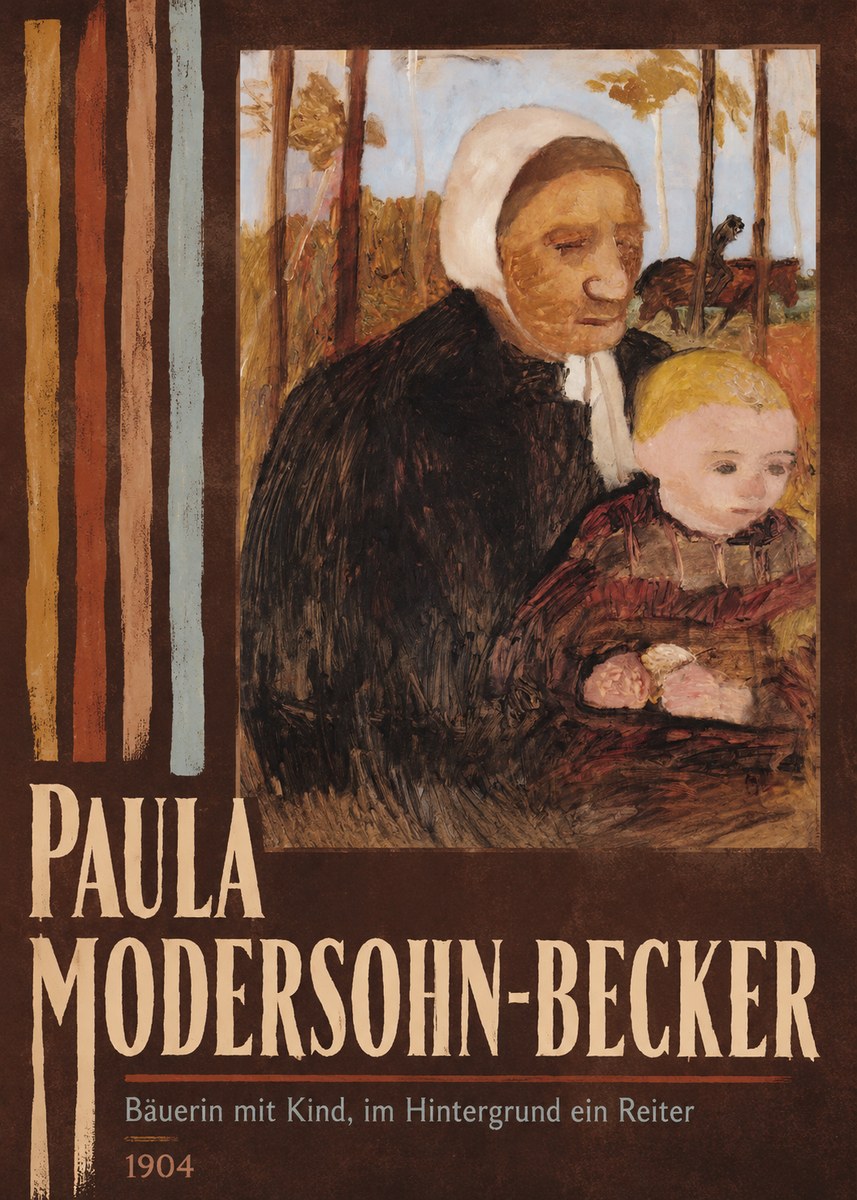 Paula Modersohn-Becker Bäuerin Mit Kind, Im Hintergrund Ein Reiter No5 - Poszter