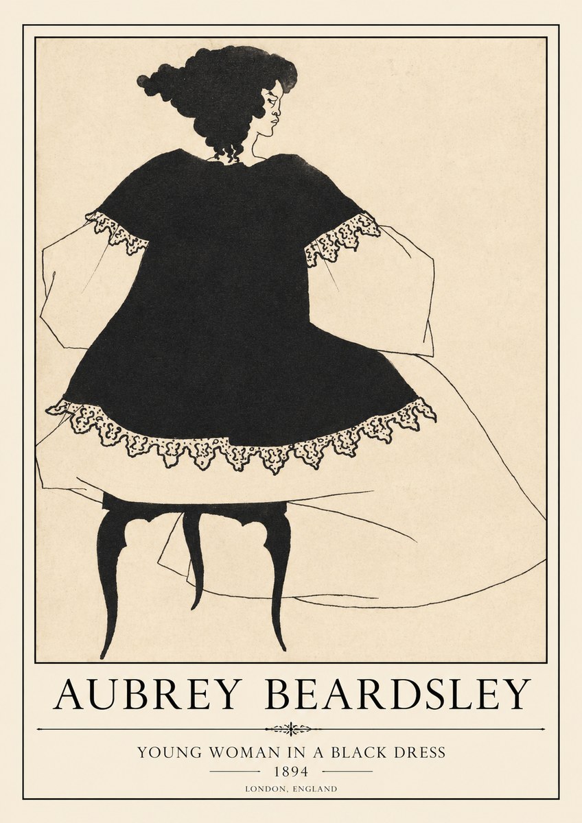 Aubrey Beardsley Woman in a Dress No2 - Poszter