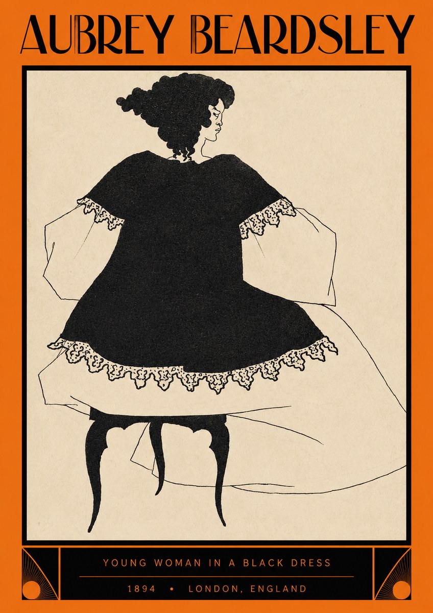 Aubrey Beardsley Woman in a Dress No3 - Poszter