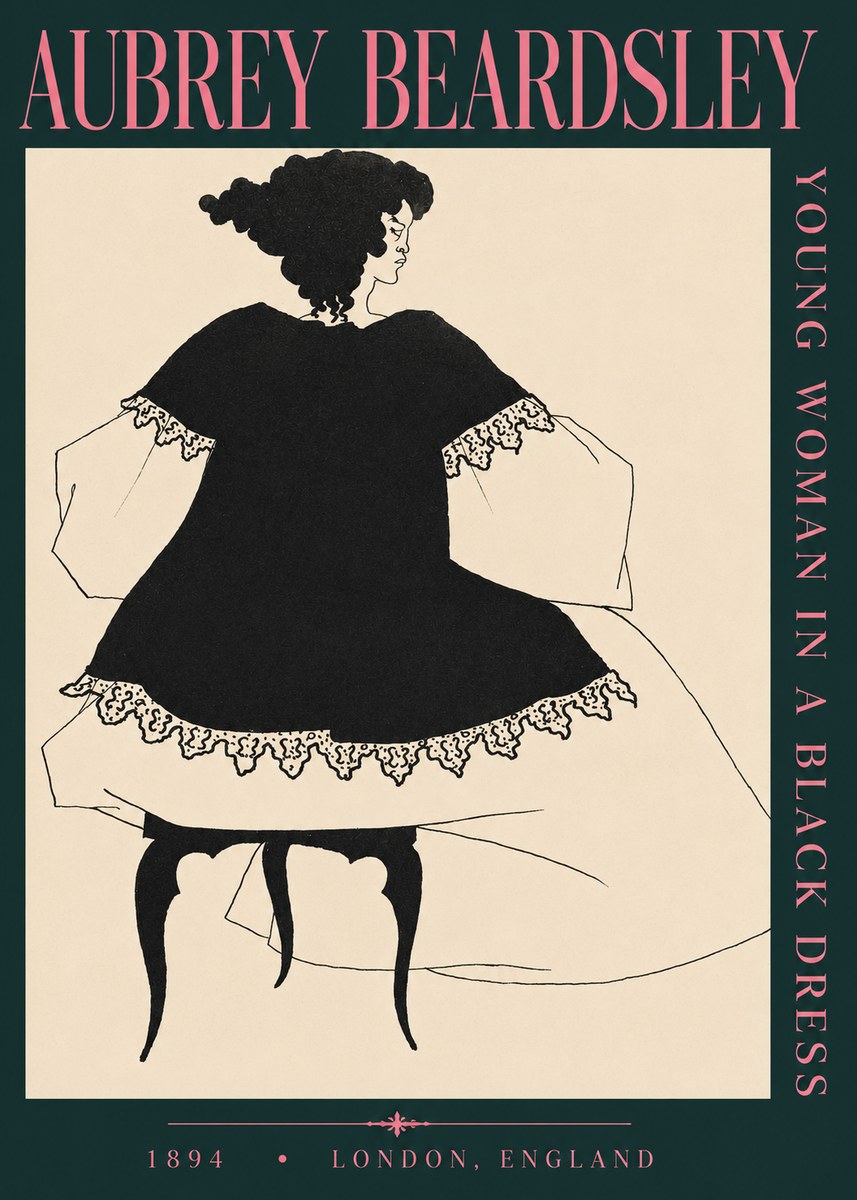 Aubrey Beardsley Woman in a Dress No4 - Poszter