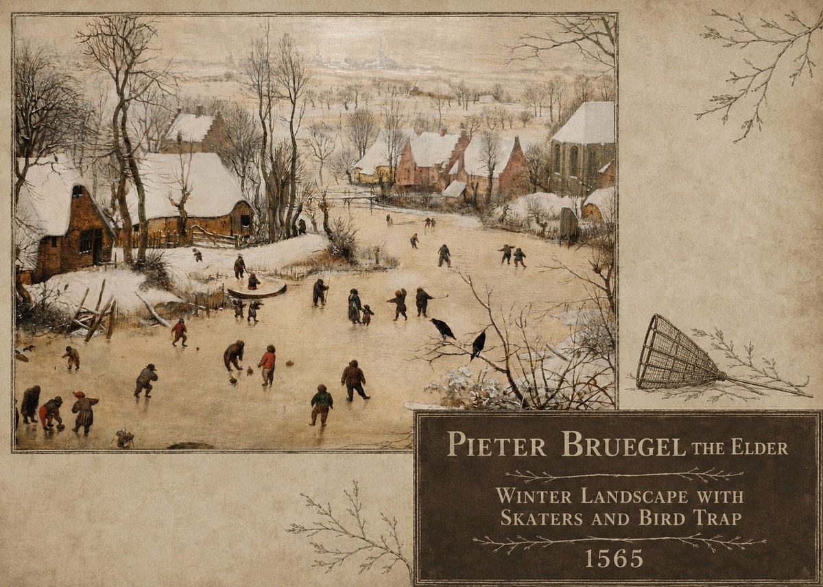Pieter Bruegel Winter Landscape with Skaters and Bird Trap No5 - Poszter