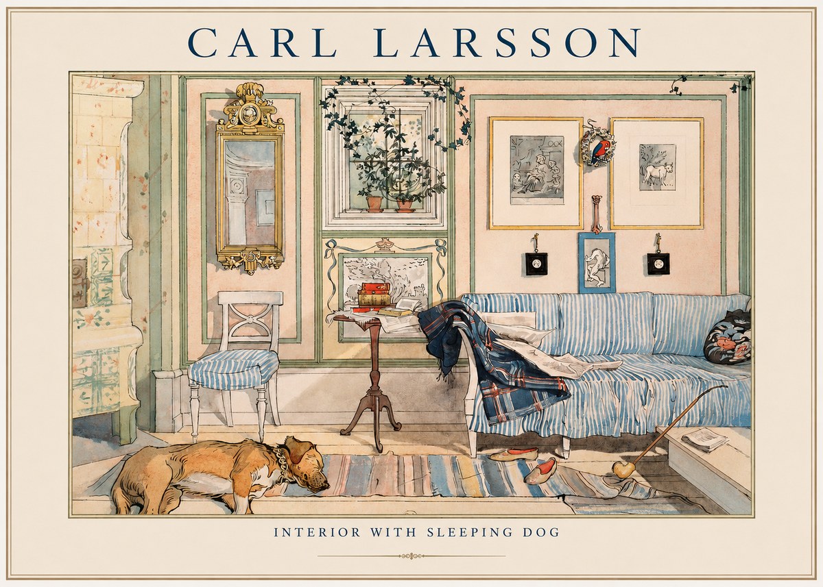 Carl Larsson Interior with Sleeping Dog No1 - Poszter
