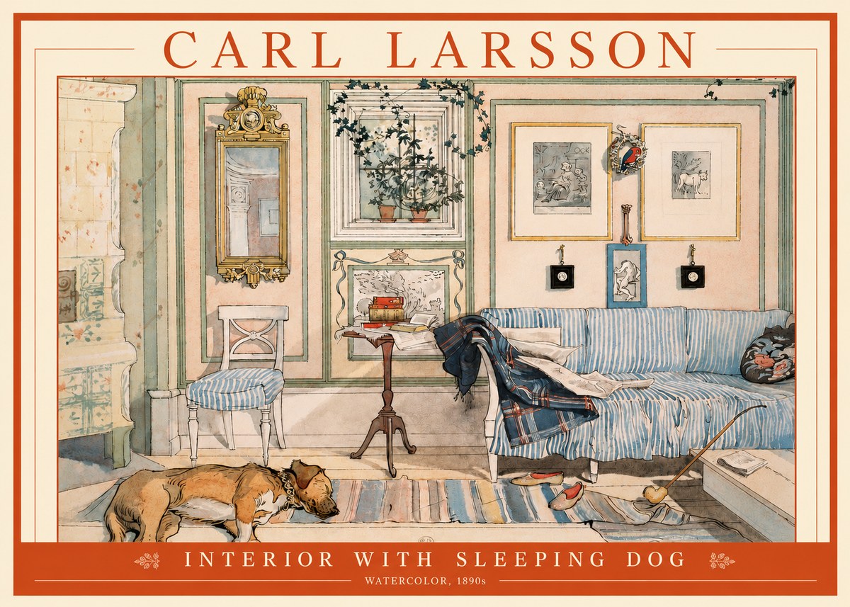 Carl Larsson Interior with Sleeping Dog No3 - Poszter