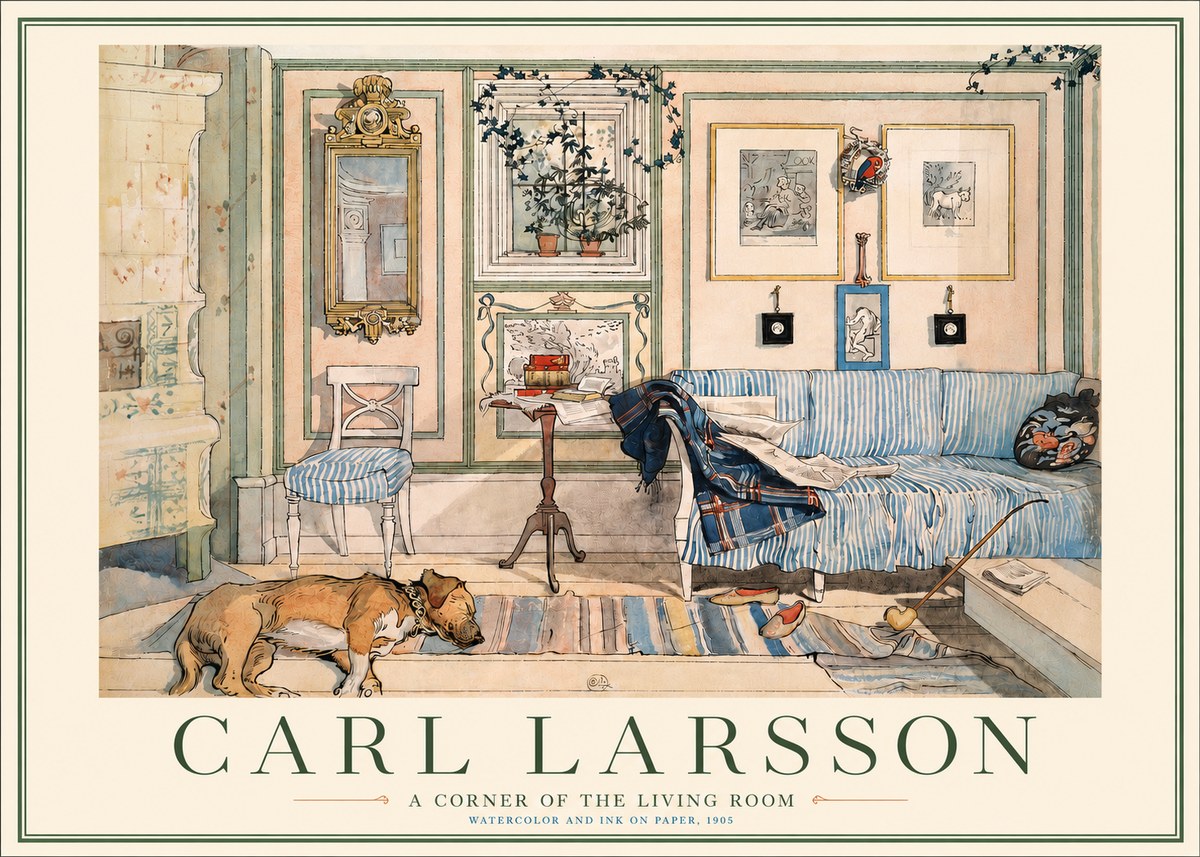 Carl Larsson Interior with Sleeping Dog No6 - Poszter