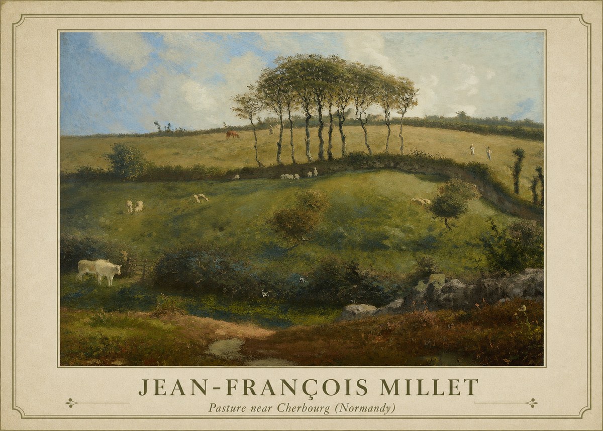 Jean-François Millet Pasture Near Cherbourg (Normandy) No1 - Poszter