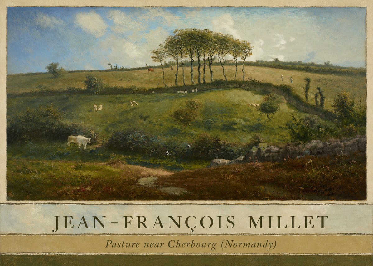 Jean-François Millet Pasture Near Cherbourg (Normandy) No3 - Poszter