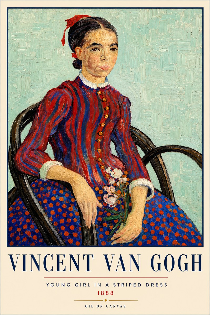 Van Gogh Young Girl in a Striped Dress, 1888 No3 - Poszter