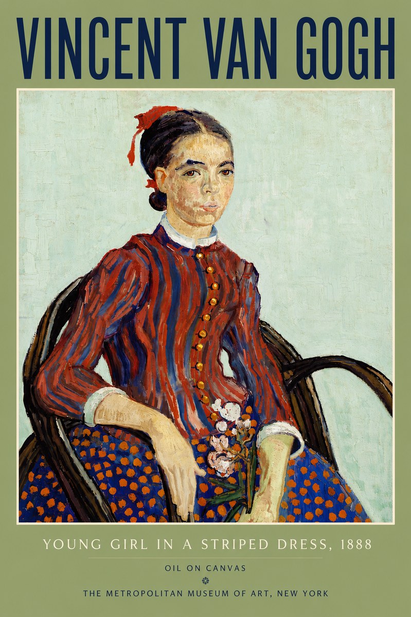 Van Gogh Young Girl in a Striped Dress, 1888 No6 - Poszter