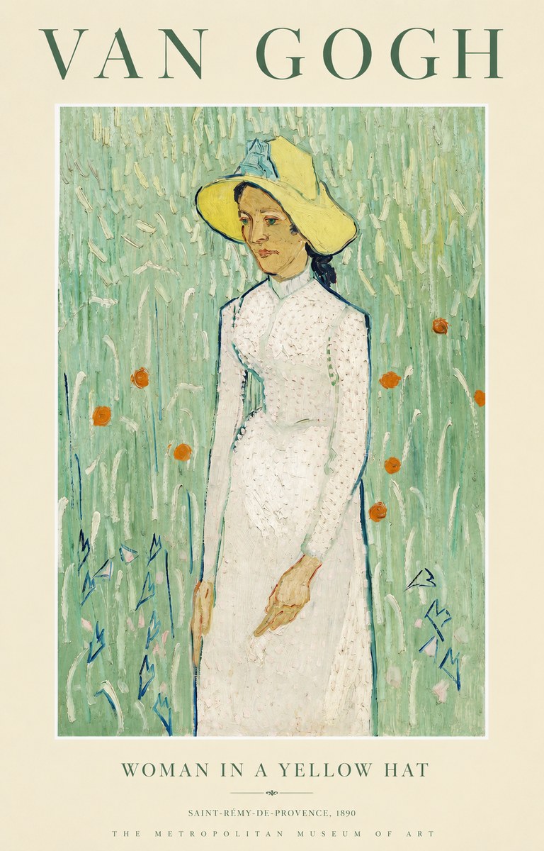 Van Gogh Woman in a Yellow Hat No1 - Poszter