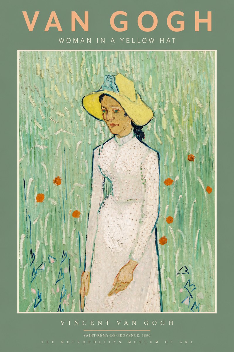 Van Gogh Woman in a Yellow Hat No2 - Poszter