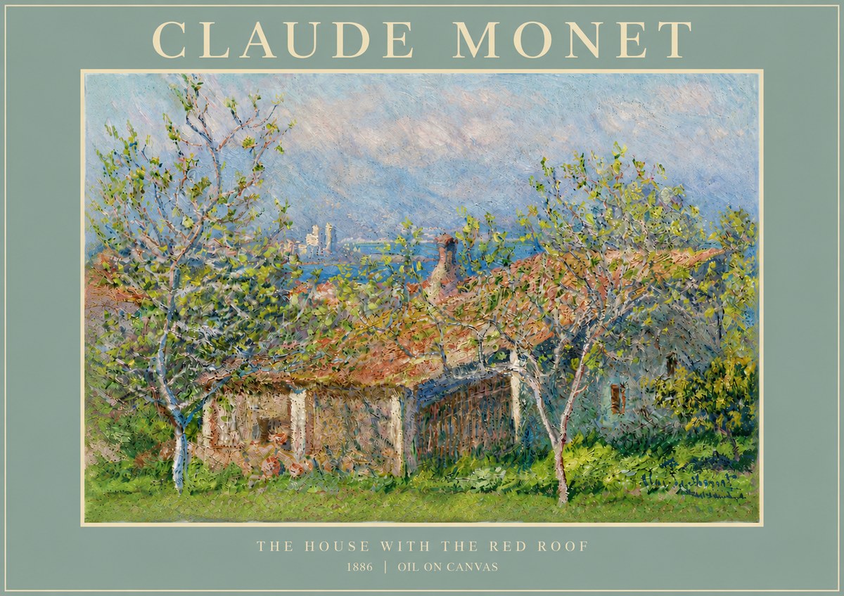 Monet The House with the Red Roof No4 - Poszter