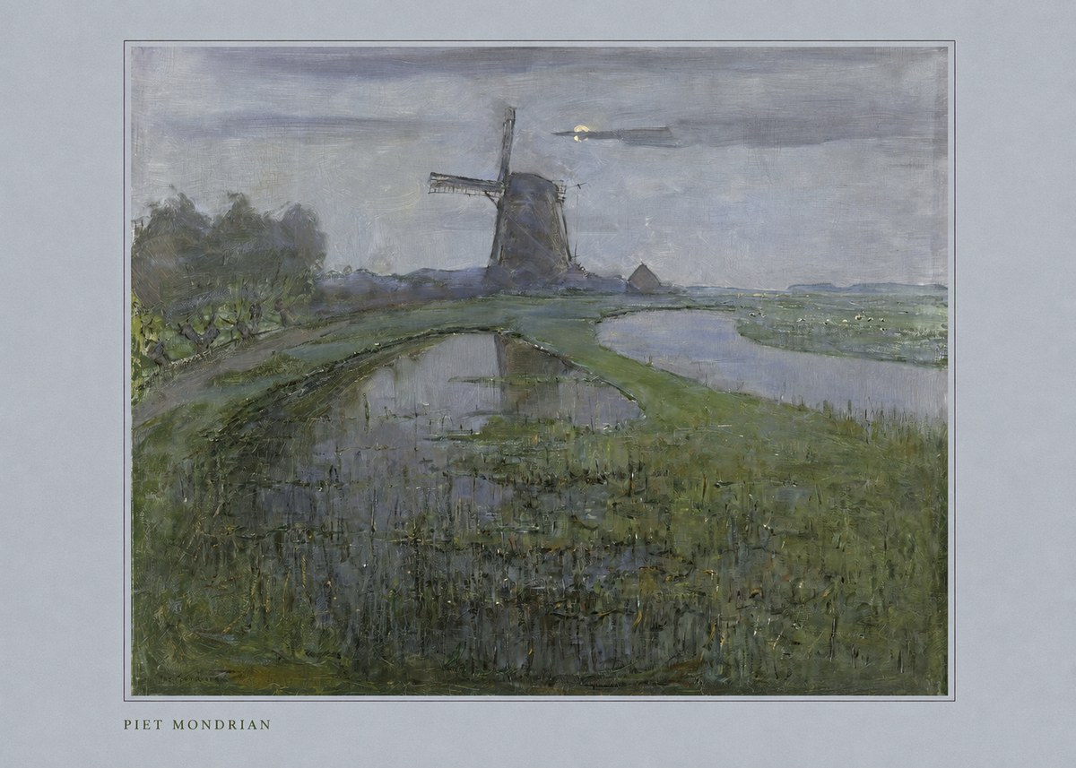 Piet Mondrian Windmill by the Water II No3 - Poszter