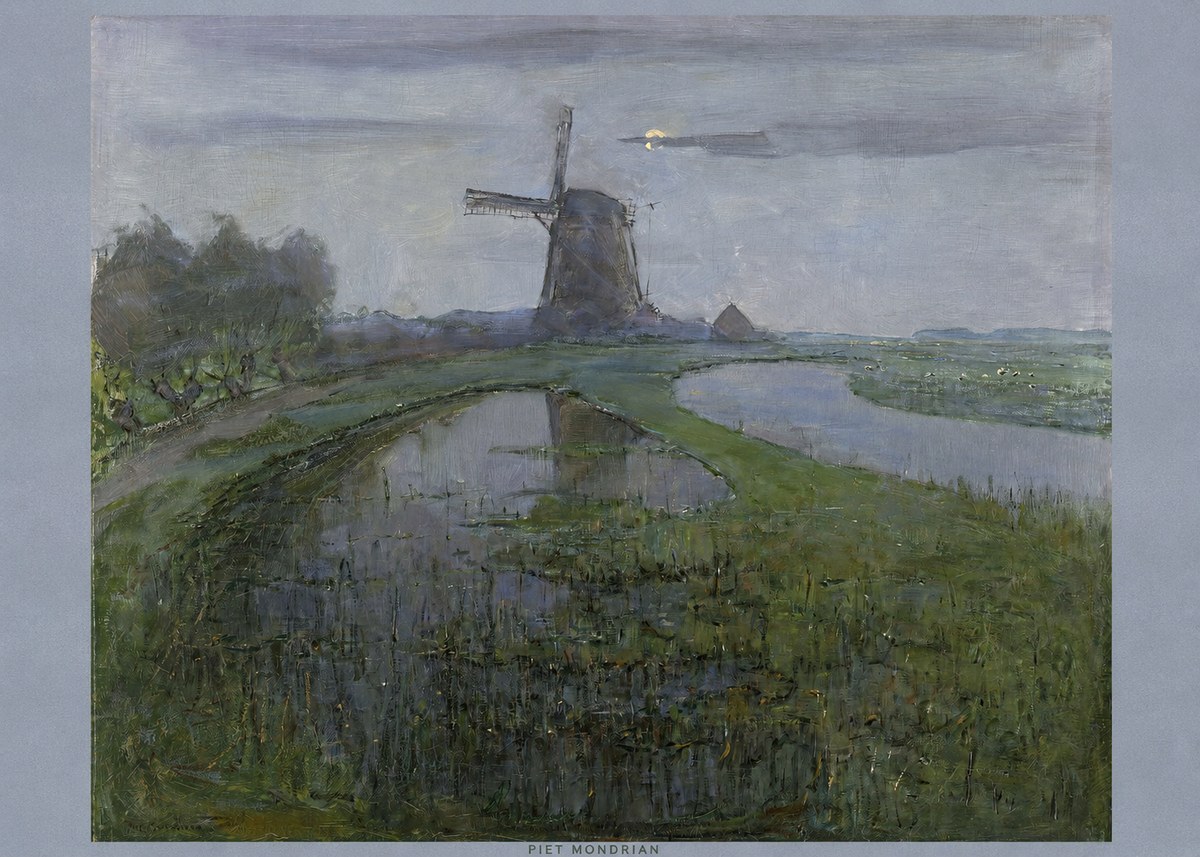 Piet Mondrian Windmill by the Water II No6 - Poszter