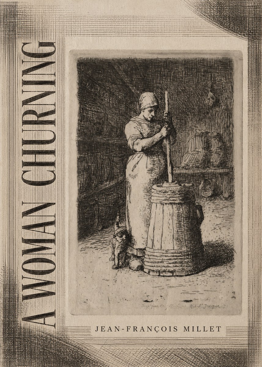 Jean-François Millet A Woman Churning No2 - Poszter