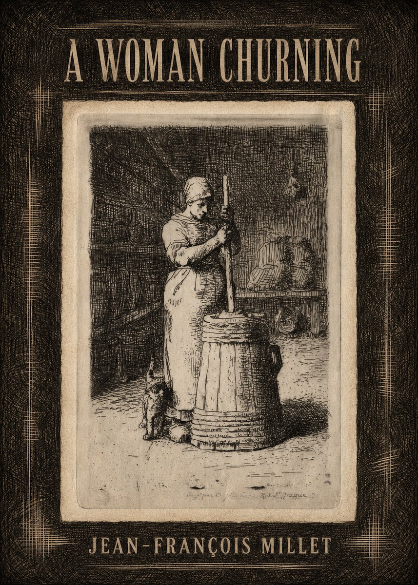 Jean-François Millet A Woman Churning No4 - Poszter