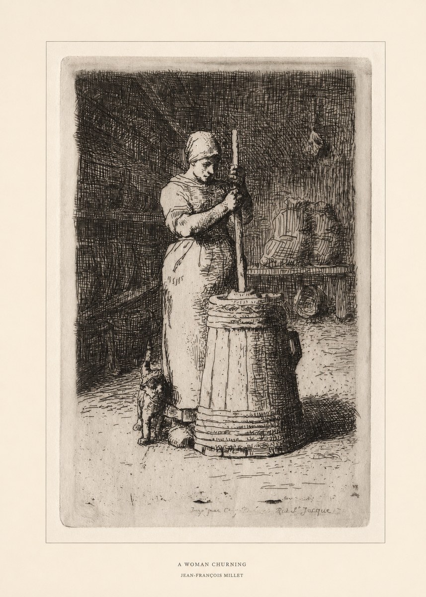 Jean-François Millet A Woman Churning No6 - Poszter