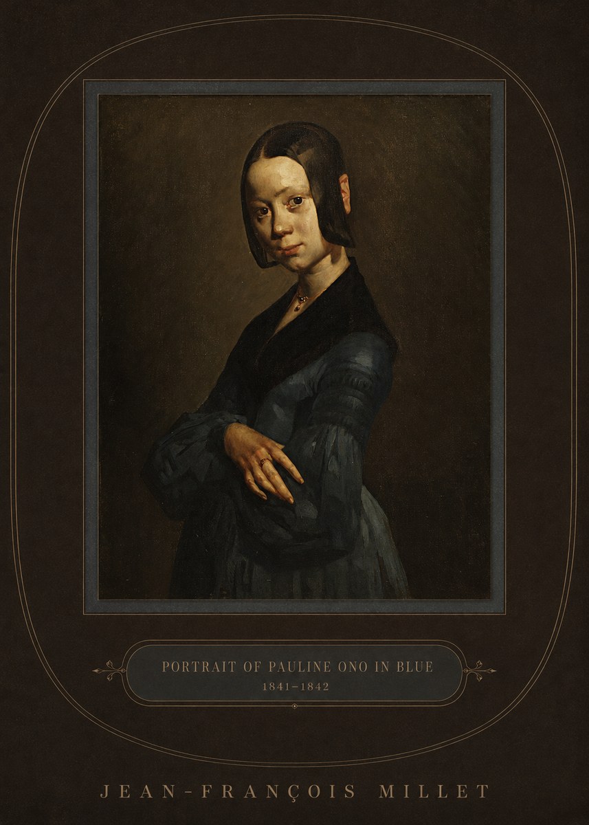 Jean-François Millet Portrait of Pauline Ono in Blue No4 - Poszter