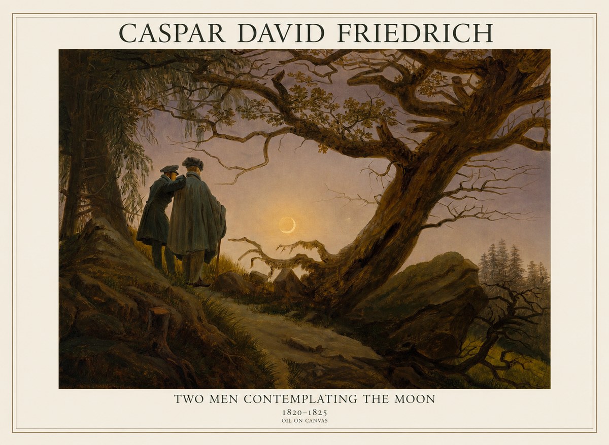 Caspar David Friedrich Two Men Contemplating the Moon II No1 - Poszter