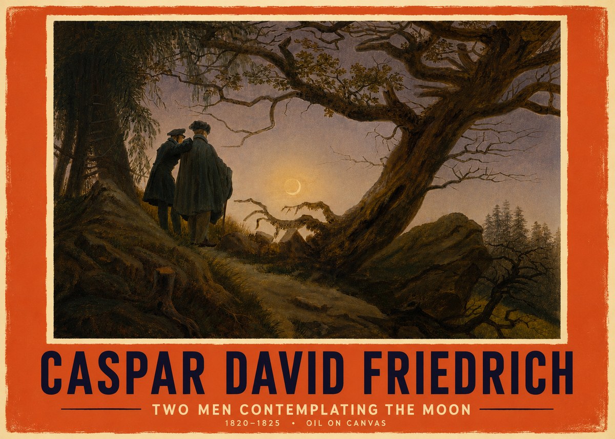 Caspar David Friedrich Two Men Contemplating the Moon II No4 - Poszter