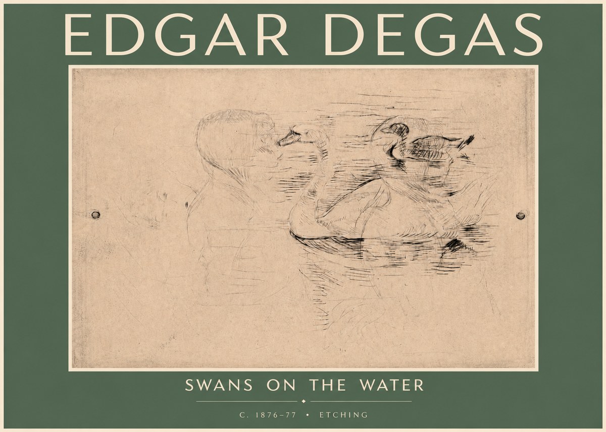 Edgar Degas Swans on the Water No4 - Poszter