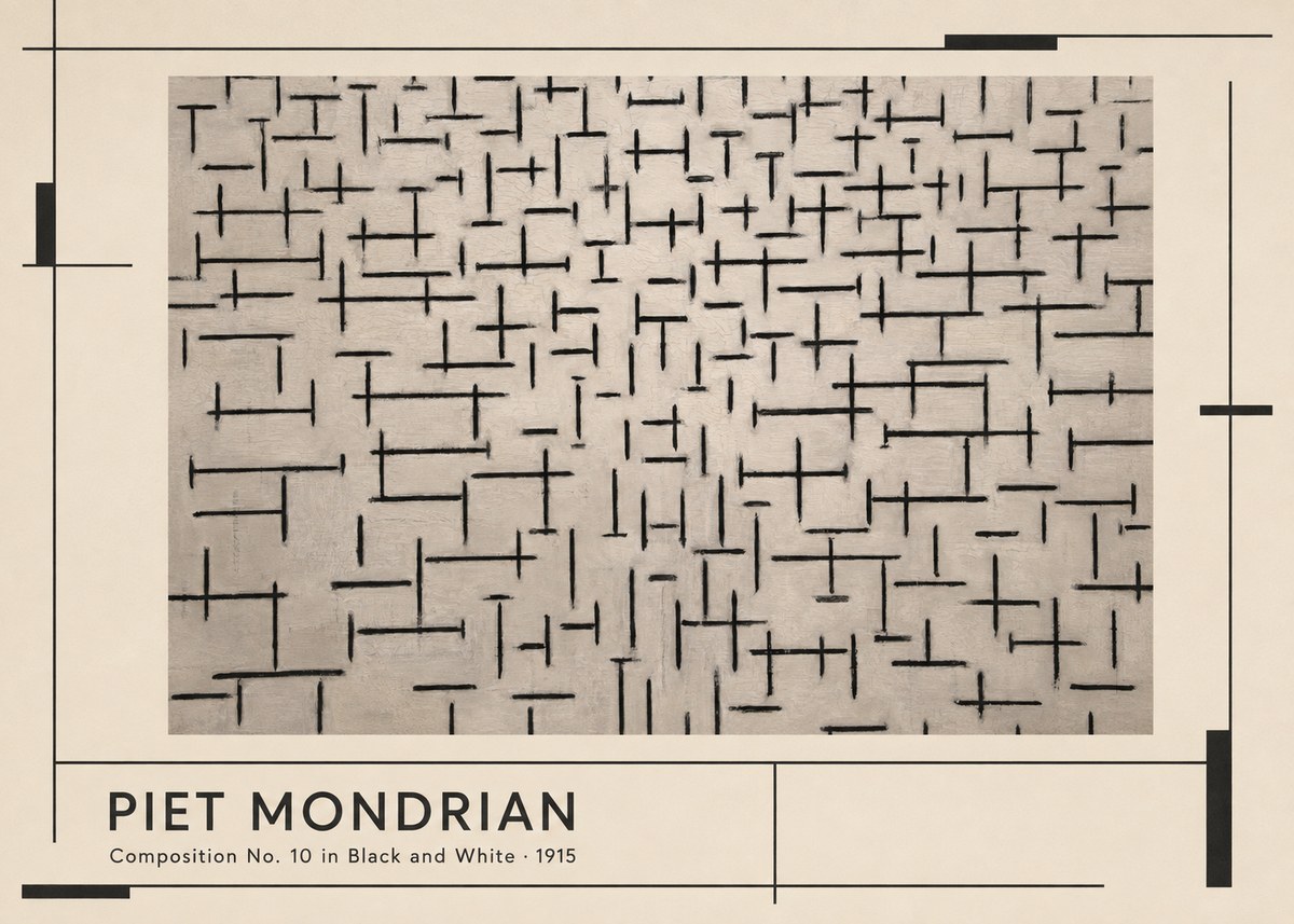 Piet Mondrian Composition No. 10 in Black and White No1 - Poszter