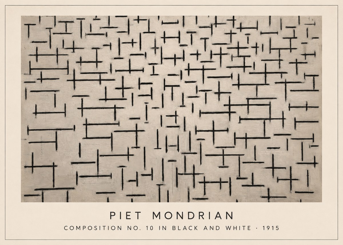 Piet Mondrian Composition No. 10 in Black and White No3 - Poszter