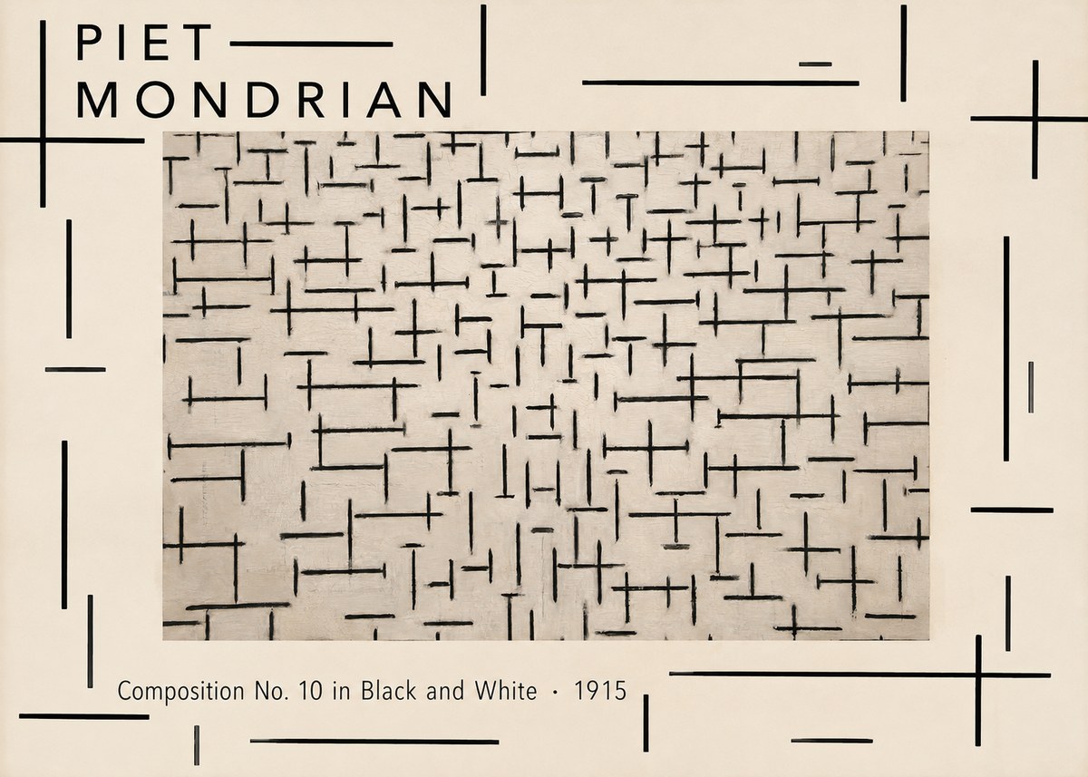 Piet Mondrian Composition No. 10 in Black and White No4 - Poszter