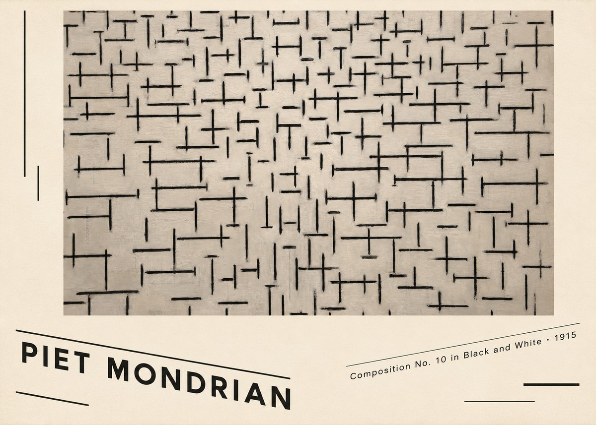 Piet Mondrian Composition No. 10 in Black and White No6 - Poszter
