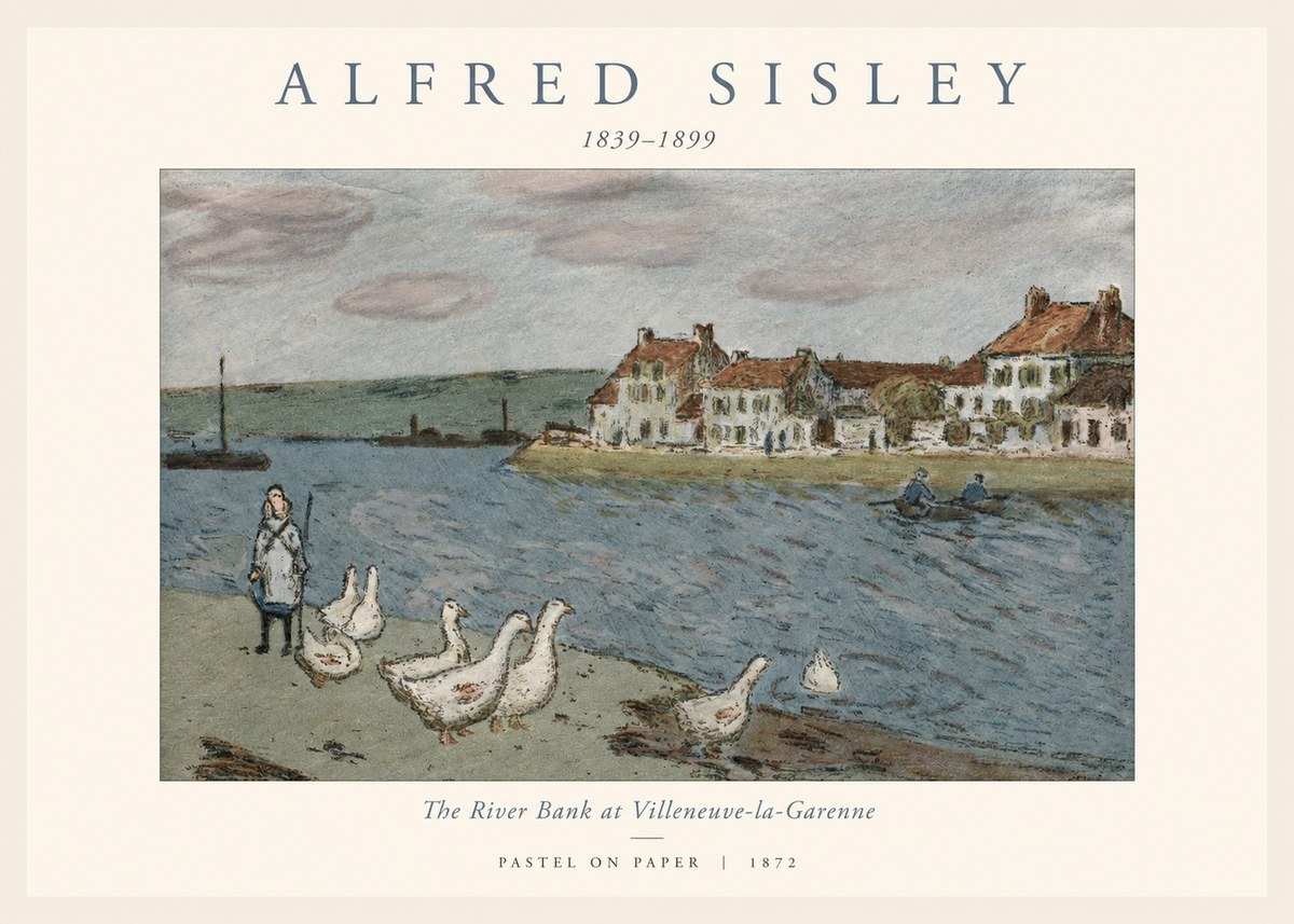 Sisley The River Bank at Villeneuve-la-garenne No1 - Poszter