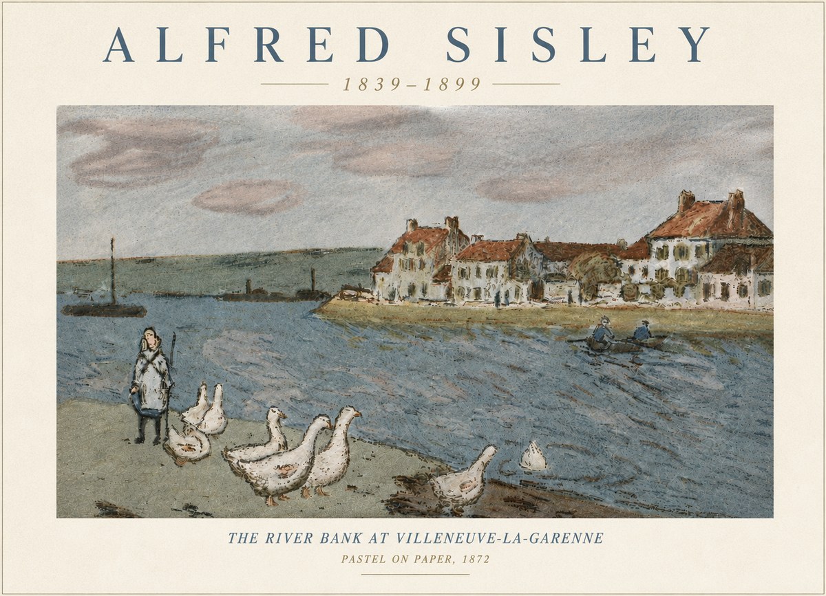 Sisley The River Bank at Villeneuve-la-garenne No6 - Poszter