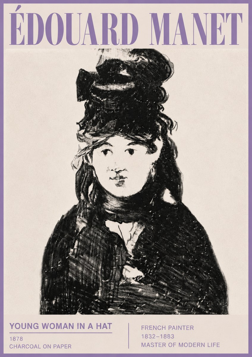 Édouard Manet Young Woman in a Hat III No5 - Poszter