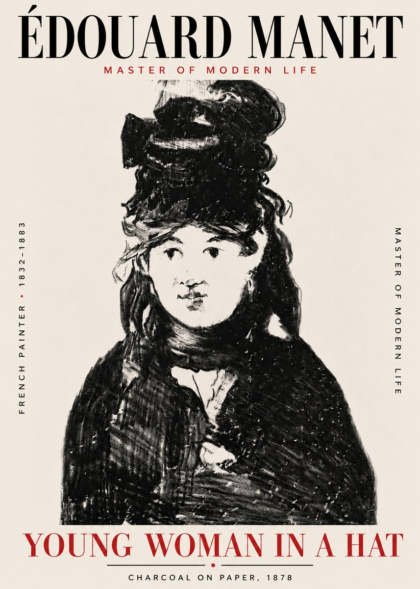 Édouard Manet Young Woman in a Hat III No6 - Poszter