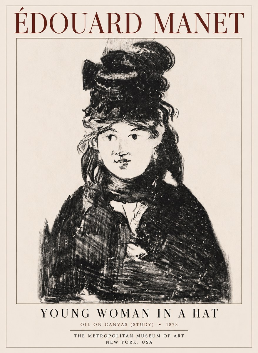 Édouard Manet Young Woman in a Hat IV No1 - Poszter