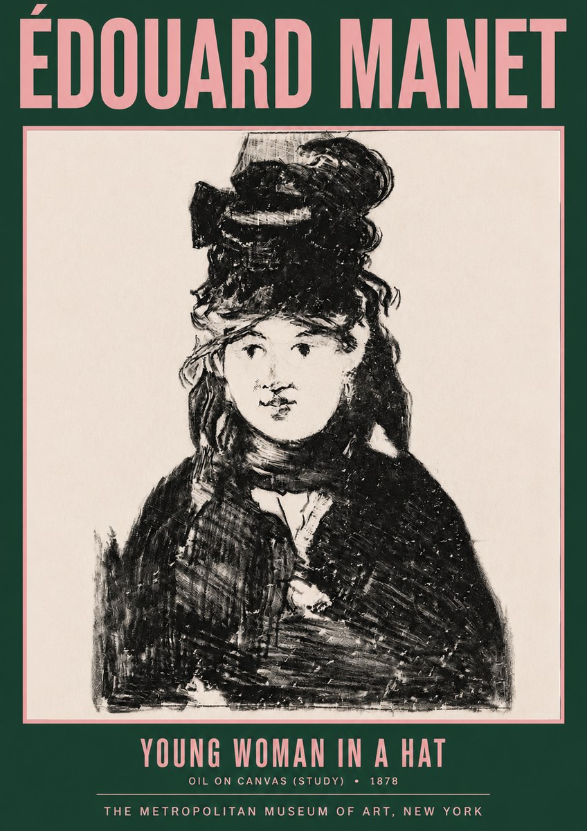 Édouard Manet Young Woman in a Hat IV No3 - Poszter