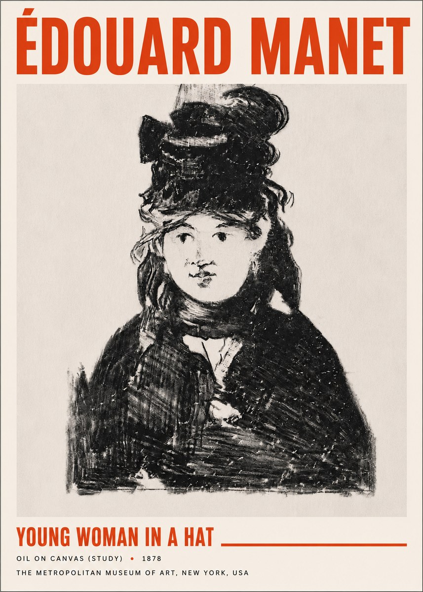 Édouard Manet Young Woman in a Hat IV No5 - Poszter