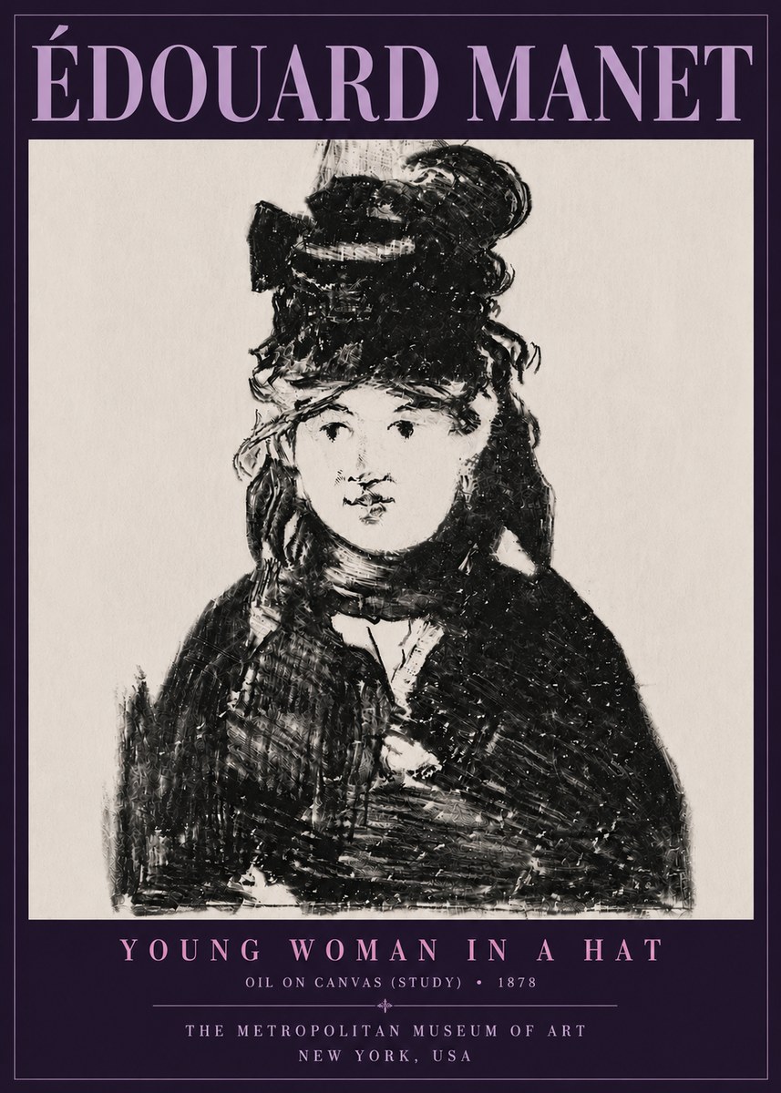 Édouard Manet Young Woman in a Hat IV No6 - Poszter