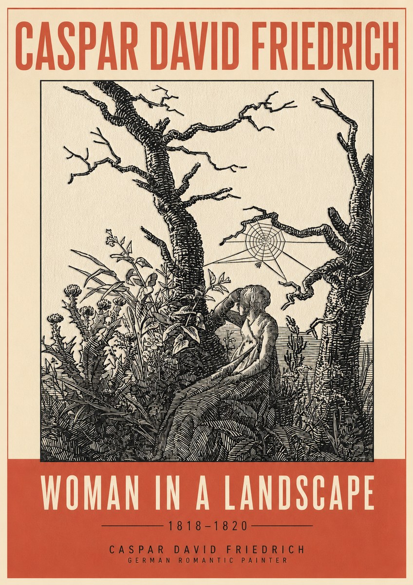 Caspar David Friedrich Woman in a Landscape No3 - Poszter