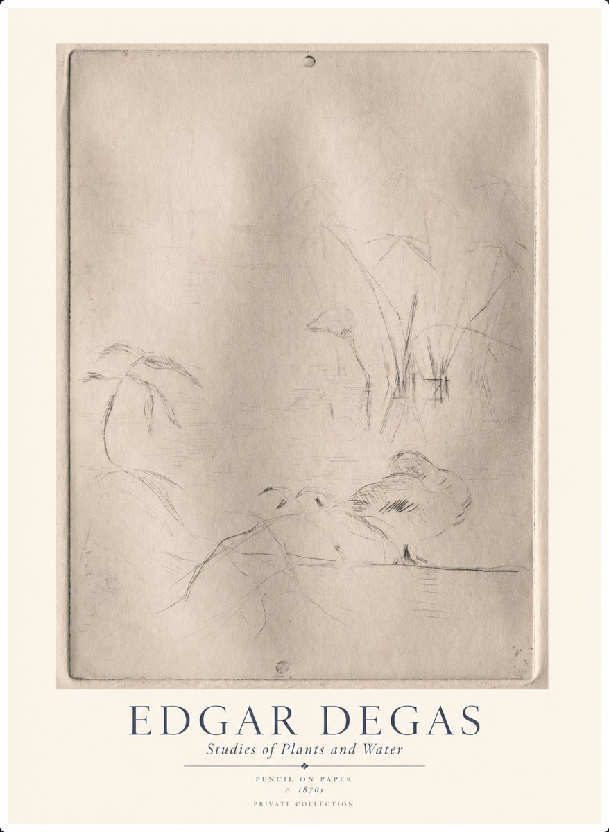 Edgar Degas Studies of Plants and Water No1 - Poszter