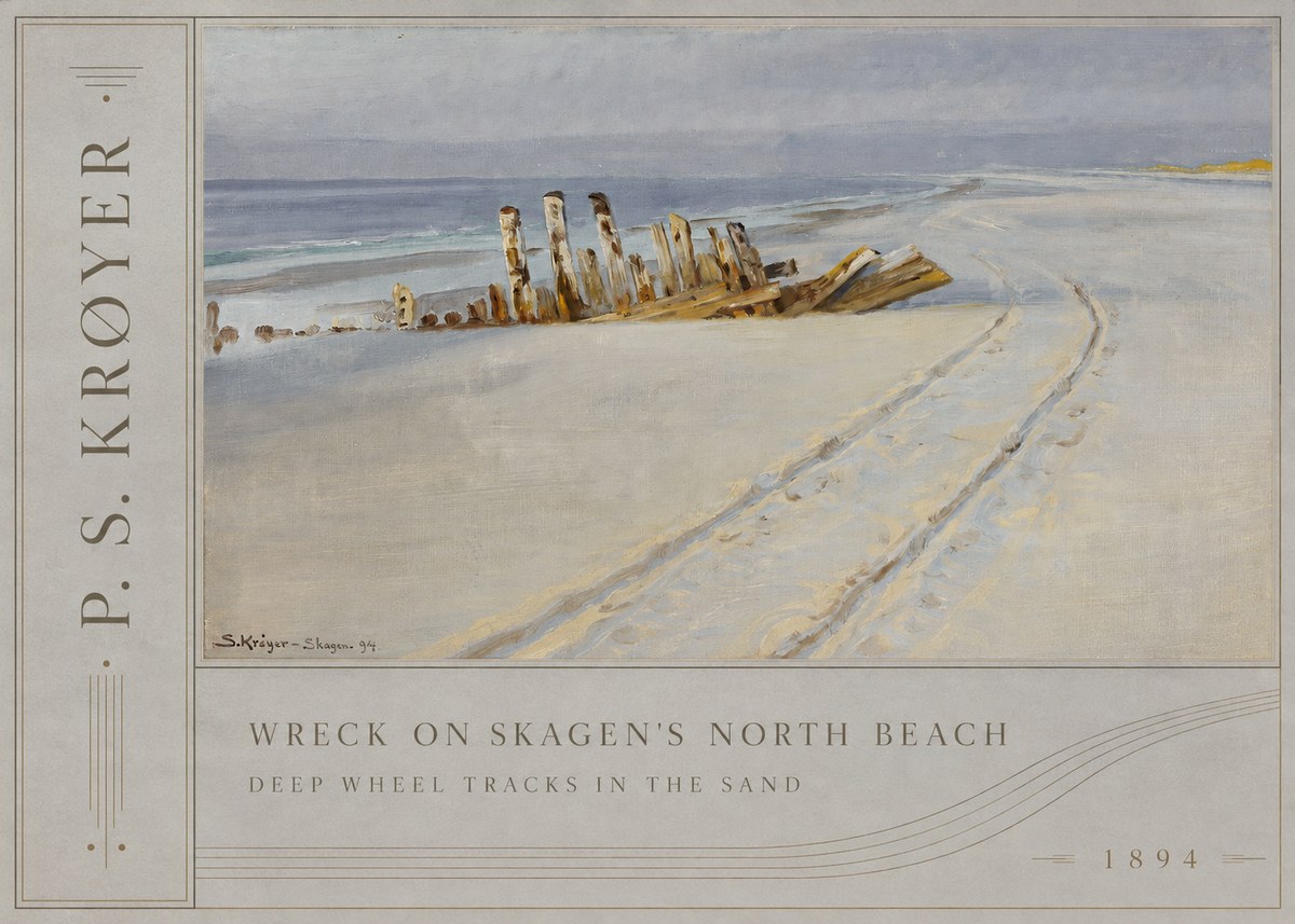 P.S. Krøyer Wreck on Skagen's North Beach. Deep Wheel Tracks in the Sand No2 - Poszter