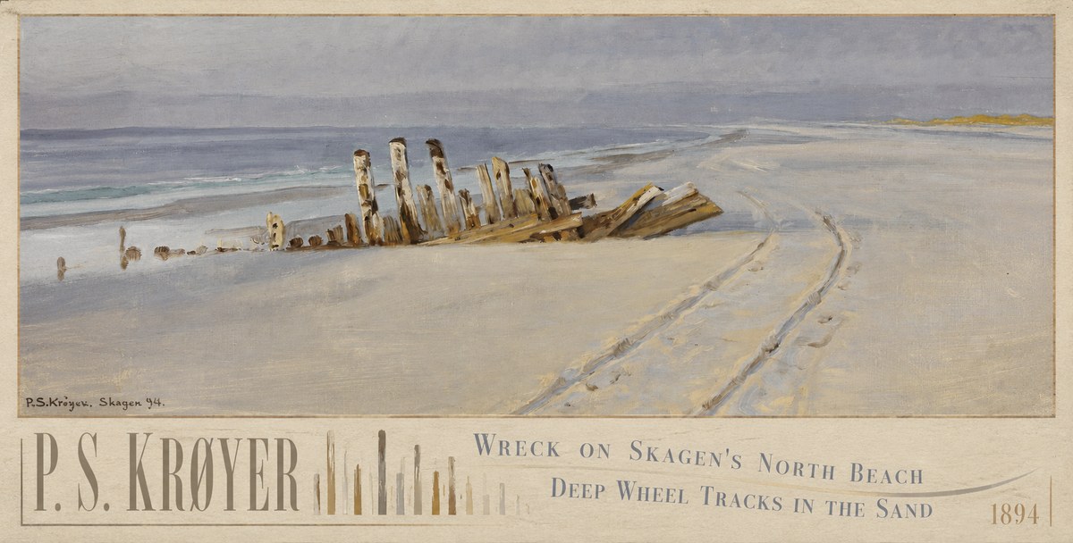P.S. Krøyer Wreck on Skagen's North Beach. Deep Wheel Tracks in the Sand No6 - Poszter