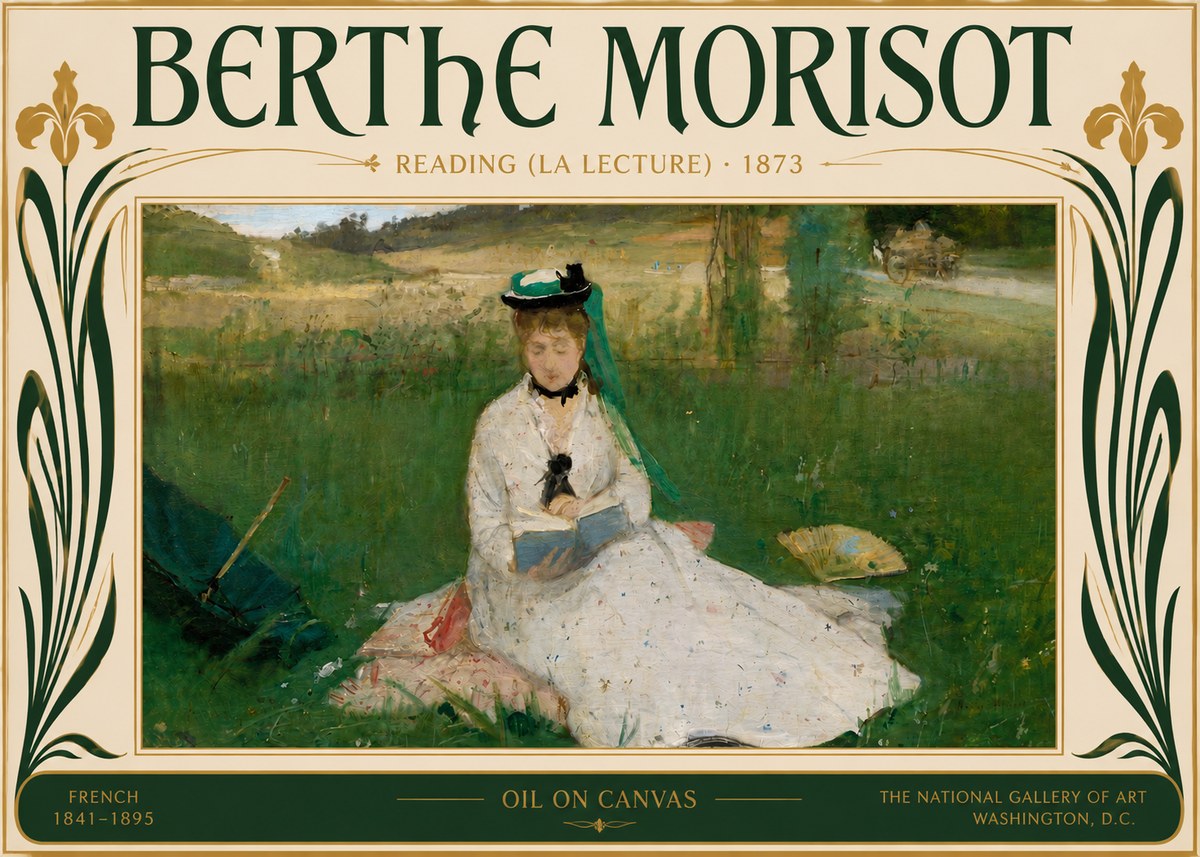 Berthe Morisot Reading (La Lecture) No5 - Poszter