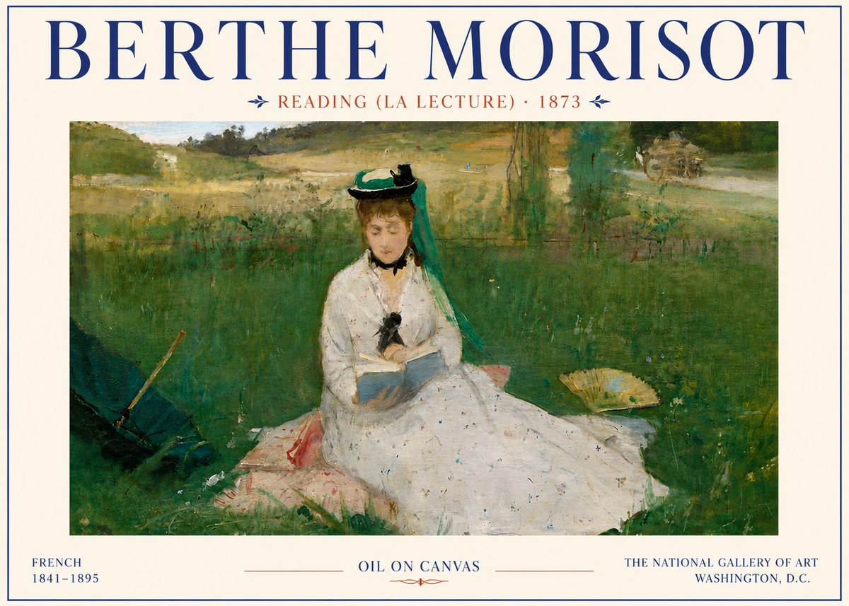 Berthe Morisot Reading (La Lecture) No6 - Poszter