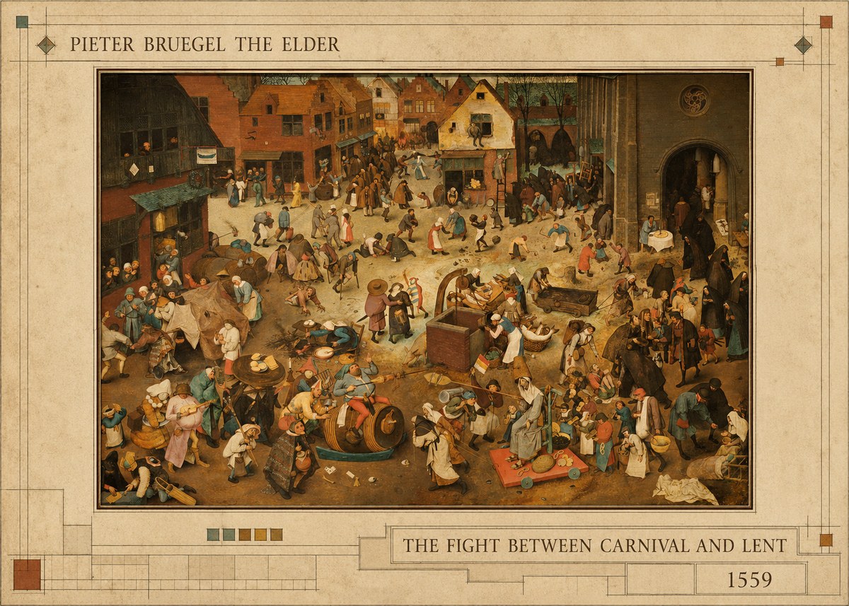 Pieter Bruegel The Fight Between Carnival and Lent III No4 - Poszter