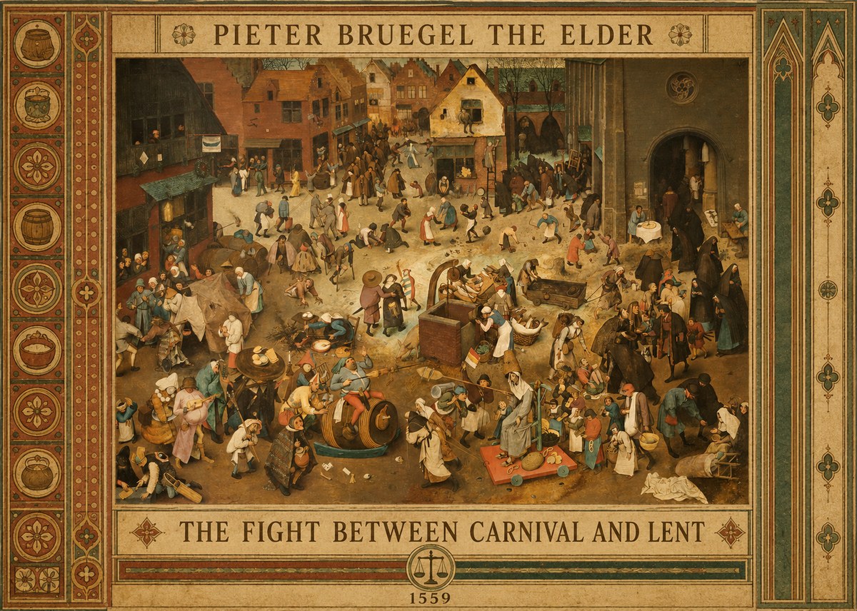 Pieter Bruegel The Fight Between Carnival and Lent III No6 - Poszter